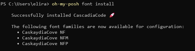 font installation succeeded